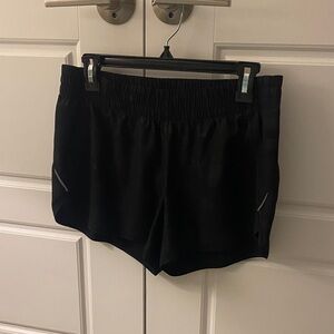 Black Women's Athletic Shorts - slight camouflage pattern